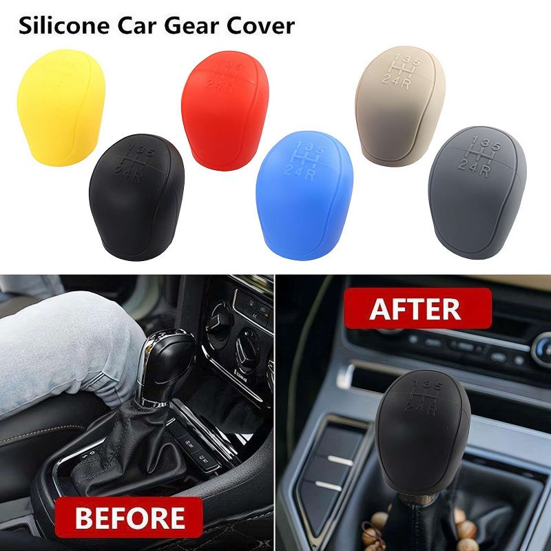Car Gear Stick Shift Cover,Universal Car Shift Knob Cover, Upgr Silicone Gear Stick Cover Head for Manual Automatic Car Gear Shift Knob Parts,Slip-resistant&Easy to Clean (Beige) (1pcs) - Image 2